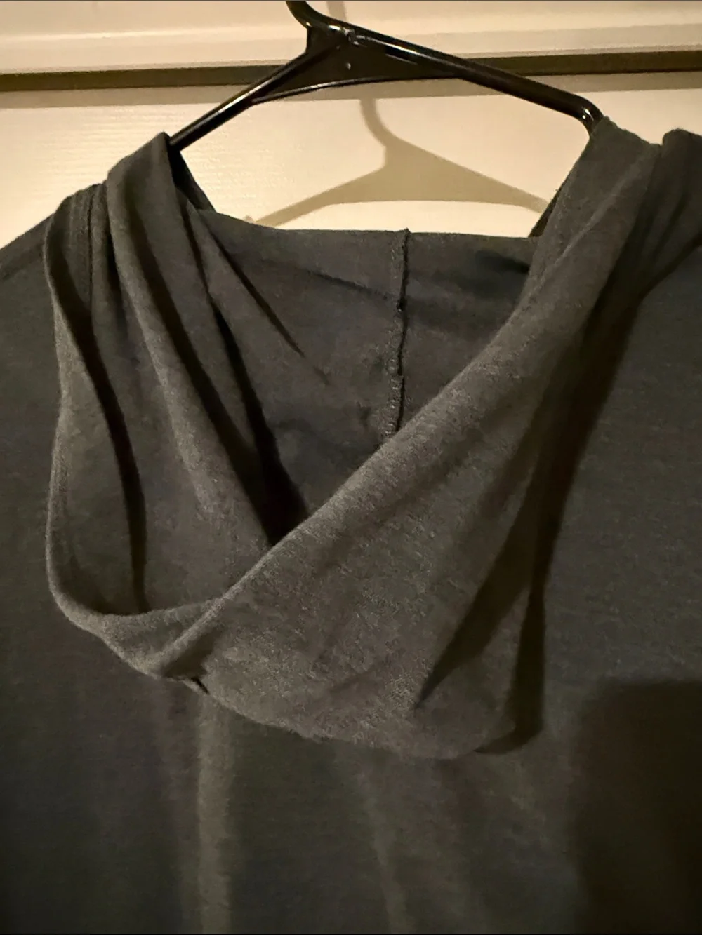 Carolina Hooded Long Sleeve Sleep Tee - Charcoal with Light Blue Logo - Picture 5 of 6